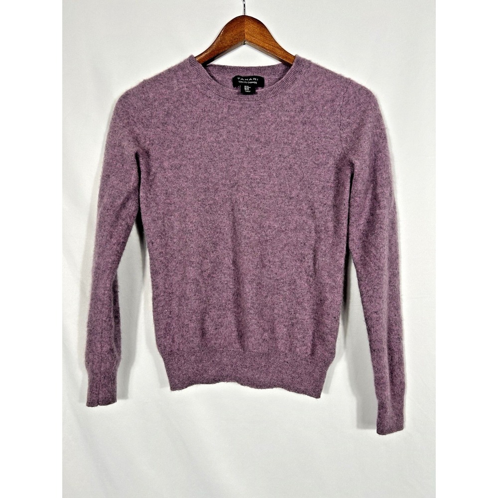 Tahari 2‎ PLY 100% Cashmere Sweater YOUTH Girls Size M Purple Luxe Long Sleeve - Picture 3 of 8